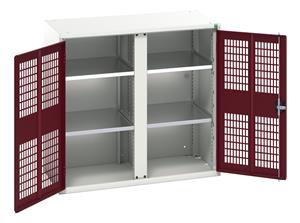 16926763.** verso ventilated door kitted cupboard with 4 shelves & partition. WxDxH: 1050x550x1000mm. RAL 7035/5010 or selected
